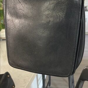Black Leather Messenger Bag with Polished Finish- coach 9144 saddle bag